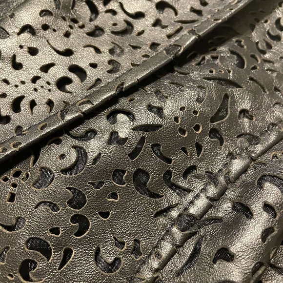 Anne Klein black lace leather jacket - Picture 3 of 4